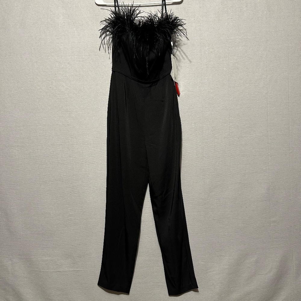 NWT Mac Duggal Feather Neck Strapless Jumpsuit - size 2 - Picture 4 of 7